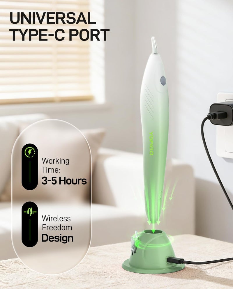 YOFIGO Electirc Wirless Diamond Painting Pen,Vacuum Diamond Art Pen with Charging Base, 3 Suction Heads,Gradient Painting Pen for Beginners (Green) - Image 5